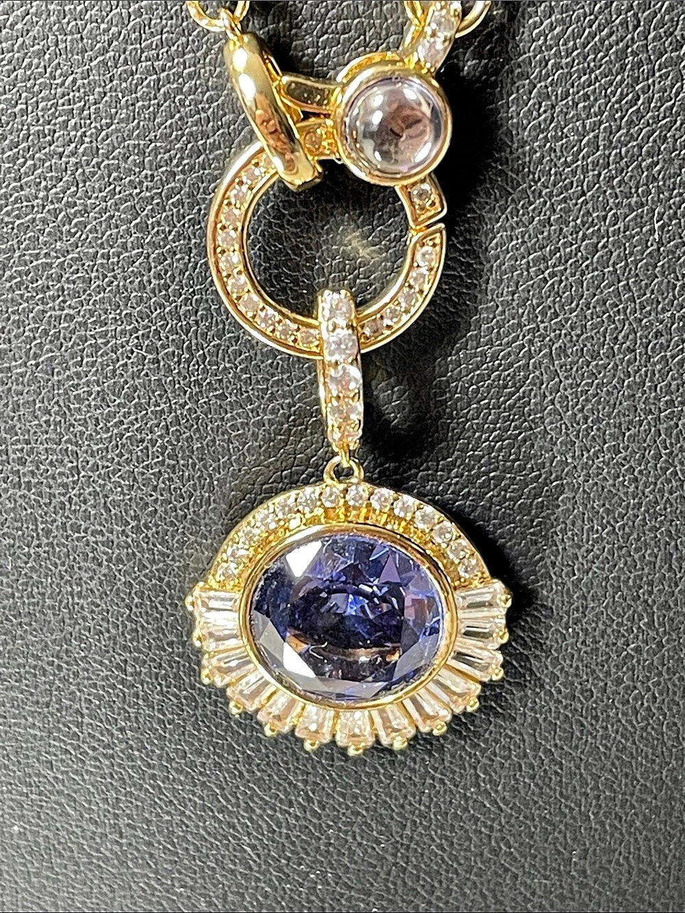 Bomb Party Lab Created Sapphire and Quartz Blue Pendant and Charm Holder New